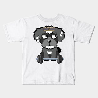 Funny schnauzer is exercising Kids T-Shirt